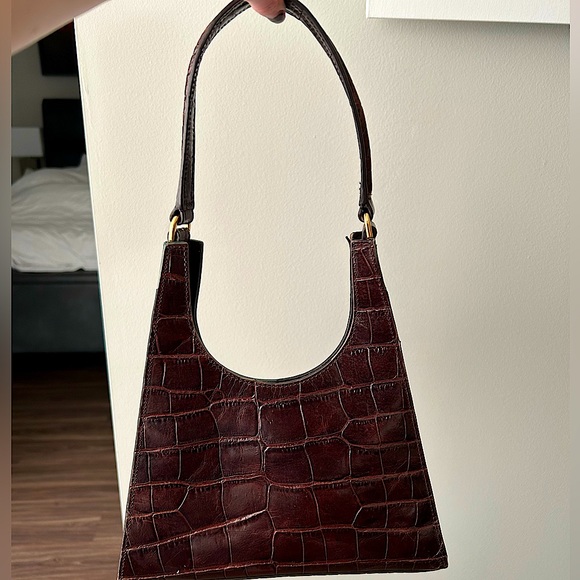 STAUD Handbags - Staud Rey Croc-Embossed Leather Hobo Bag in Brown